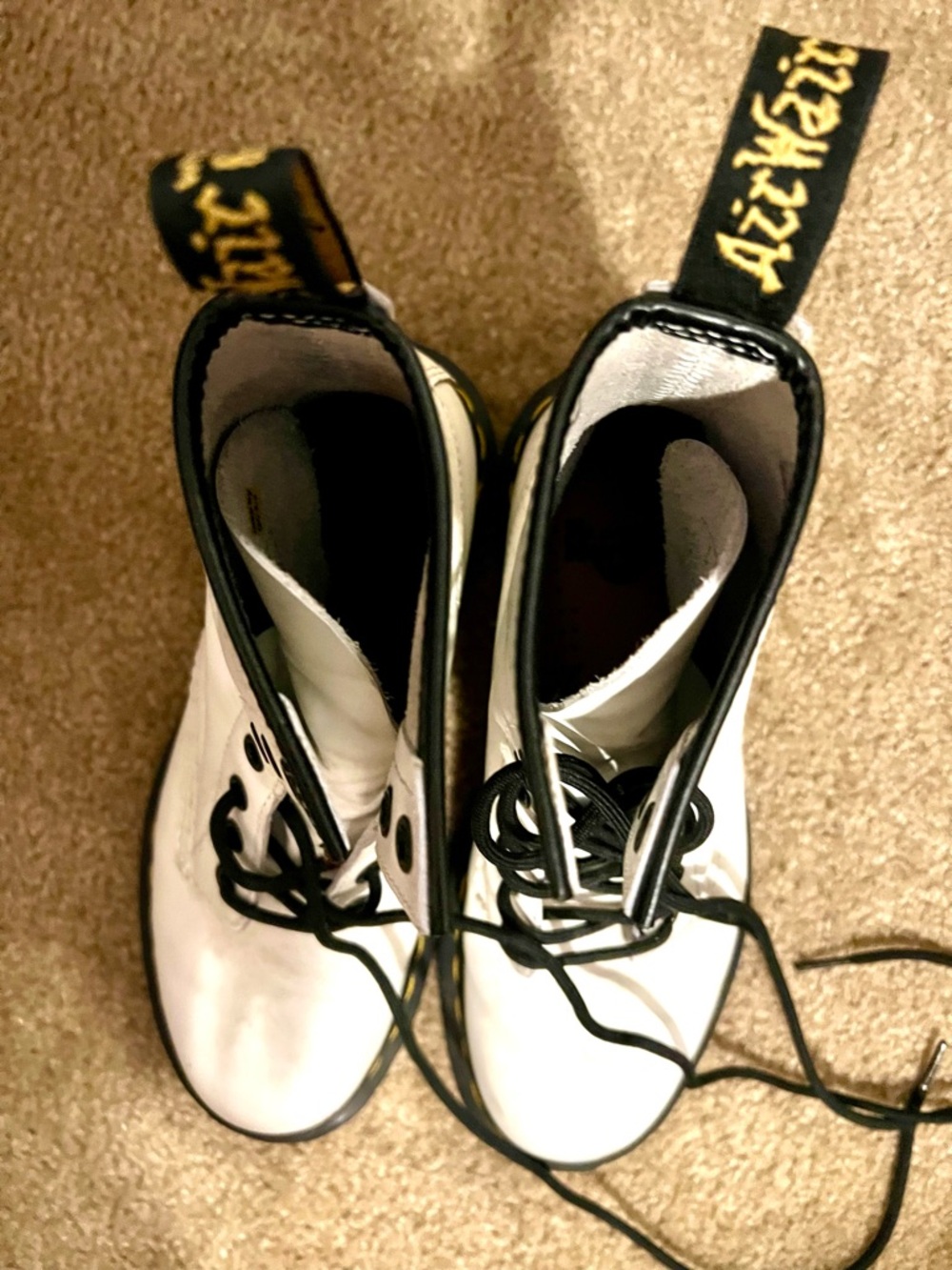 Dr. Martens White Leather Lace-Up Ankle Boots